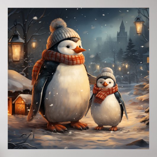 Niedliche Winterszenen-Poster Poster (Vorne)