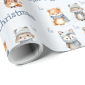 Niedliche Wintertiere Blue Fa La Frische Weihnacht Geschenkpapier (Rolleneckpunkt)