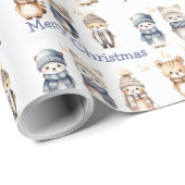 Niedliche Wintertiere Fa La Frische Weihnachten Geschenkpapier (Rolleneckpunkt)