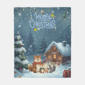 Niedliche Wintertiere Fleece Blanket (Vorderseite)