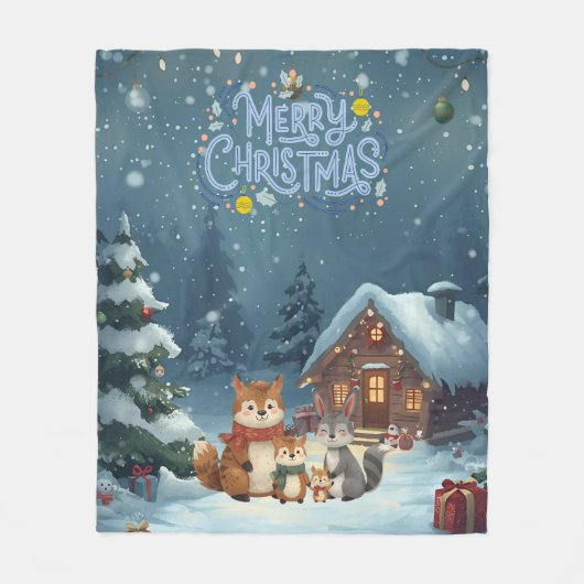 Niedliche Wintertiere Fleece Blanket (Vorderseite)