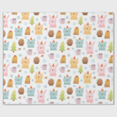 Niedliche Wintertiere Geschenkpapier (Flach)