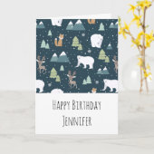 Niedliche Wintertiere Muster rustikal Geburtstag Karte (Gelbe Blume)