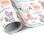 Niedliche Wintertiere Personalisiert Weihnachten Geschenkpapier (Rolleneckpunkt)