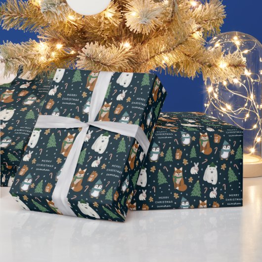 Niedliche Wintertiere Personalisiert Weihnachten Geschenkpapier (Feiertage)