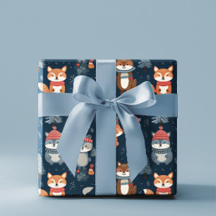 Niedliche Wintertiere Weihnachten & Geburtstag Bla Geschenkpapier
