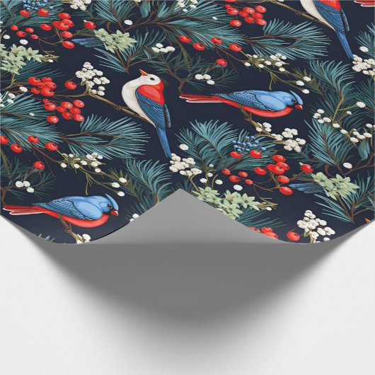 Niedliche Wintervögel Geschenkpapier (Ecke)