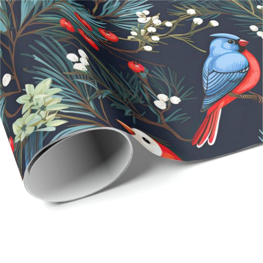 Niedliche Wintervögel Geschenkpapier (Rolleneckpunkt)