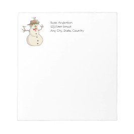 Niedliche Wintervögel mit Snowman Christmas Chicka Notizblock