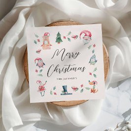 Niedliche WinterWeihnachten Personalisiert Serviette