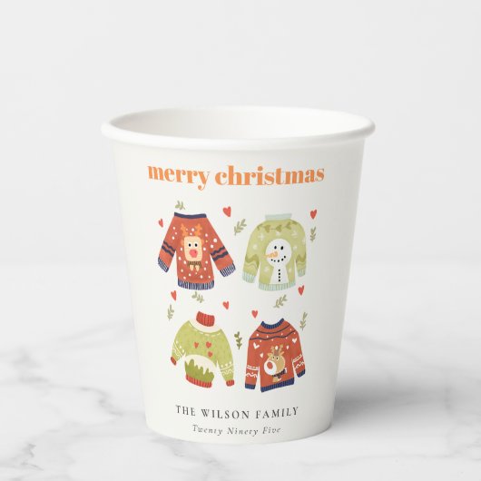 Niedliche Winterweihnachtsgeburt Blätterteig Ugly Pappbecher (Vorderseite)