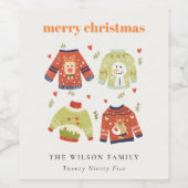 Niedliche Winterweihnachtsgeburt Blätterteig Ugly  Weinetikett (Einzelnes Label)