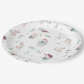 Niedliche Winterwunder - Schneemannswaldtiere Pappteller (Schrägansicht)