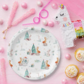 Niedliche Winterwunder - Schneemannswaldtiere Pappteller (Party)