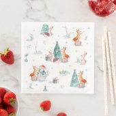 Niedliche Winterwunder - Schneemannswaldtiere Serviette (Beispiel)