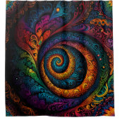 Niedliche Wirbel in Rot- und Blautönen Duschvorhang (Vorderseite)