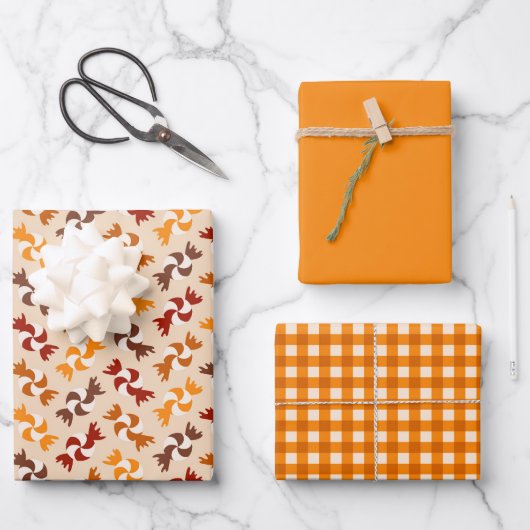 Niedliche wirbelnde Candies braunen Happy Thanksgi Geschenkpapier Set (Vorderseite)