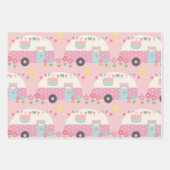 Niedliche Wohnwagen Bäume und gemustertes Herz Geschenkpapier Set (Vorderseite)