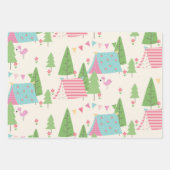 Niedliche Wohnwagen Zelte und Bäume Glamping Geschenkpapier Set (Vorderseite)