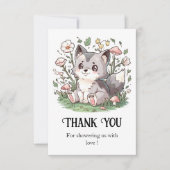 Niedliche Wolf Baby Dusche Dankeskarte (Vorderseite)
