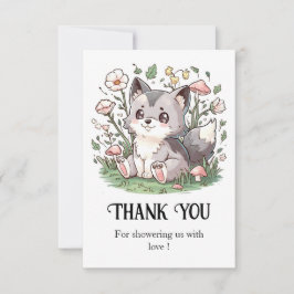 Niedliche Wolf Baby Dusche Dankeskarte