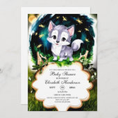 Niedliche Wolf-Babydusche Einladung (Vorne/Hinten)