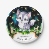 Niedliche Wolf-Babydusche Pappteller (Vorderseite)