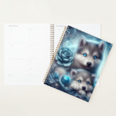 Niedliche Wolf Jungtiere mit blauer Rose Planer (Anzeige)