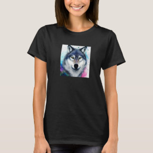 Niedliche Wolf Künstlerische Wasserfarbenwölfe T-Shirt