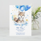Niedliche Wolf Watercolor Boy Kinderdusche Einladu Einladung (Stehend Vorderseite)