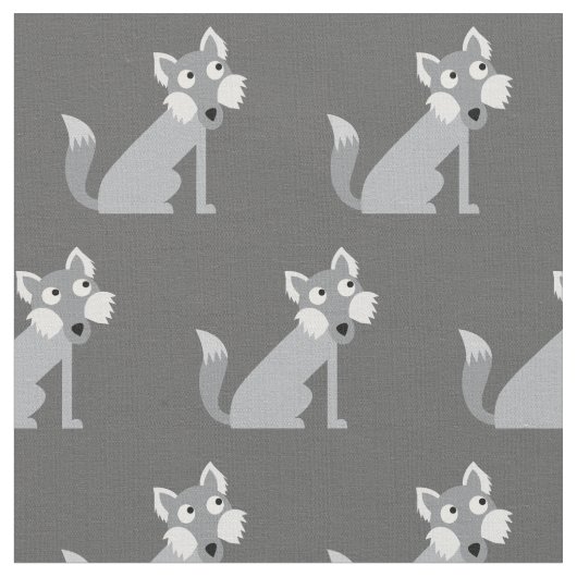 Niedliche Wolf Wolves Kid Baby Kinderzimmer Grau Stoff (Nahaufnahme)