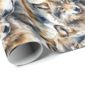 Niedliche Wölfe Wasserfarbe Tierwelt Natur Geschenkpapier (Rolleneckpunkt)