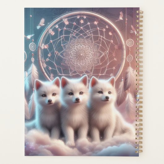 Niedliche Wölfe Welpen und Träumer Planer (Rückseite)