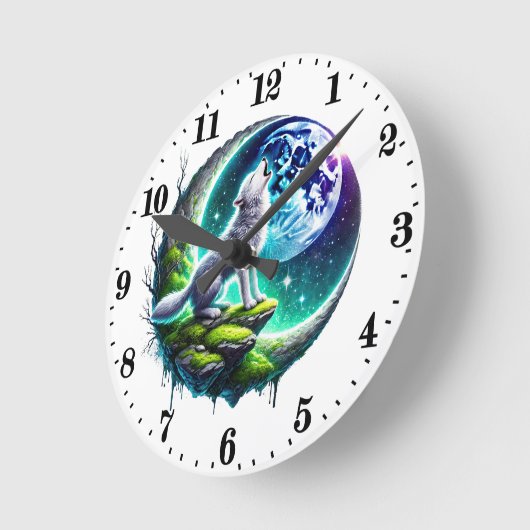 Niedliche Wolfsflieger Runde Wanduhr (Winkel)