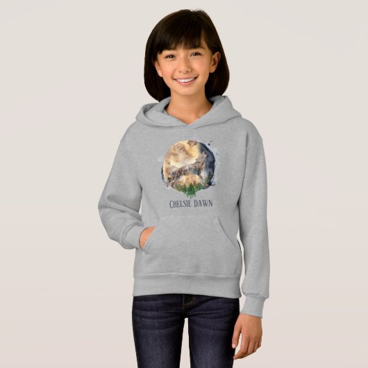 niedliche Wolfsliebhaber geben Namen Hoodie (Vorne ganz)