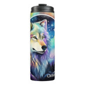 Niedliche Wolfsliebhaber geben Namen Thermosbecher (Vorderseite)