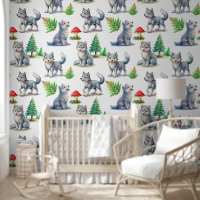 Niedliche Wolfwelpen Welpentiere Kinderzimmer Deko