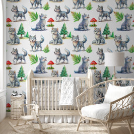 Niedliche Wolfwelpen Welpentiere Kinderzimmer Deko Tapete