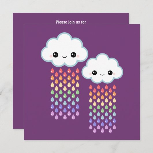 Niedliche Wolke Geburtstag Einladung (Vorne/Hinten)