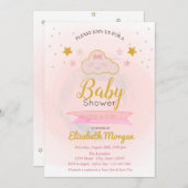 Niedliche Wolke, Sterne Es ist eine Girl Baby Dusc Einladung (Vorne/Hinten)