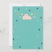 Niedliche Wolke, Sterne, Minze grüne Babydusche Einladung (Rückseite)