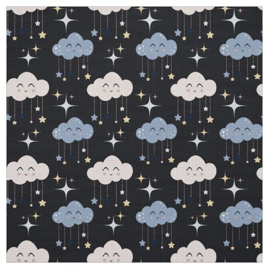 Niedliche Wolken auf dunklem Stoff durch das Gardf (Muster)
