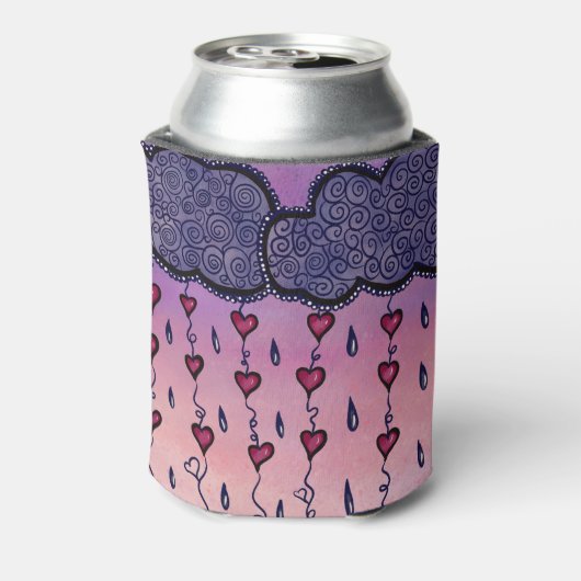 Niedliche Wolken, Herzen und Regentropfen Dosenkühler (Kanne Rückseite)