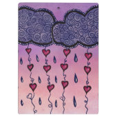 Niedliche Wolken, Herzen und Regentropfen Klemmbrett (Rückseite)