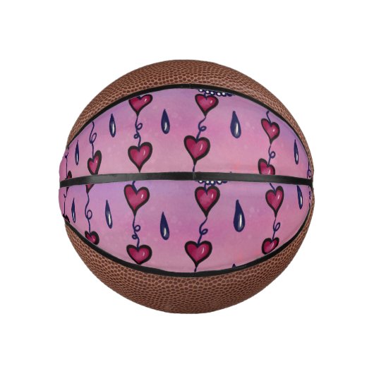 Niedliche Wolken, Herzen und Regentropfen Mini Basketball (Vorderseite)