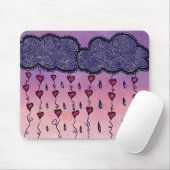 Niedliche Wolken, Herzen und Regentropfen Mousepad (Mit Mouse)