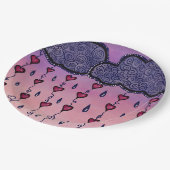 Niedliche Wolken, Herzen und Regentropfen Pappteller (Schrägansicht)