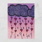 Niedliche Wolken, Herzen und Regentropfen Postkarte (Vorderseite)