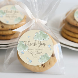 Niedliche Wolken Moon Stars Kinderdusche Neutraler Runder Aufkleber