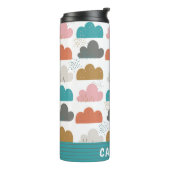Niedliche Wolken Personalisiert Name Türkis Thermosbecher (Nach links gedreht)